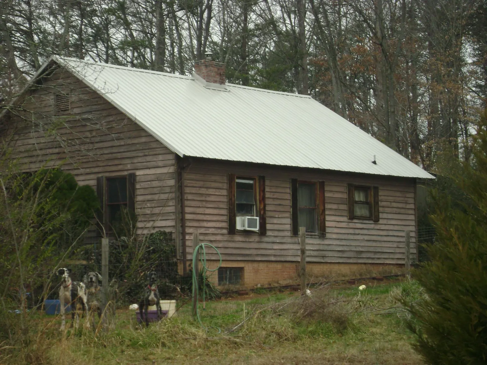 White metal roof on an old wood sided farmhouse, from a Asphalt Shingle Roof Repair job in Riverview